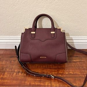 Rebecca Minkoff Crossbody Bag with Gold and Zipper Details - Black Cherry color